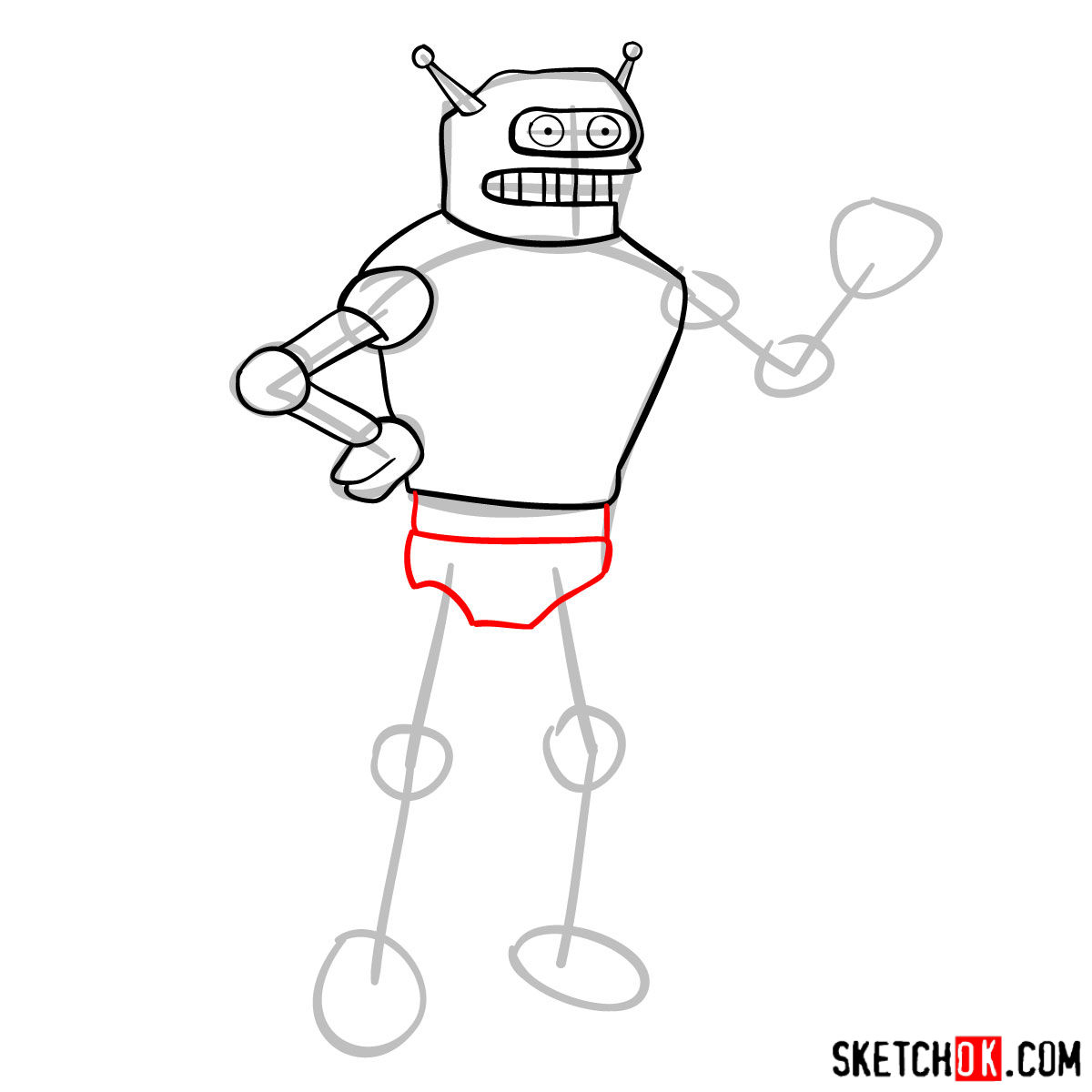 How to draw Calculon from Futurama - step 07
